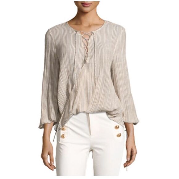 Derek Lam 10 Crosby Striped Long Sleeve Blouse Size 6 Cotton - Picture 1 of 7